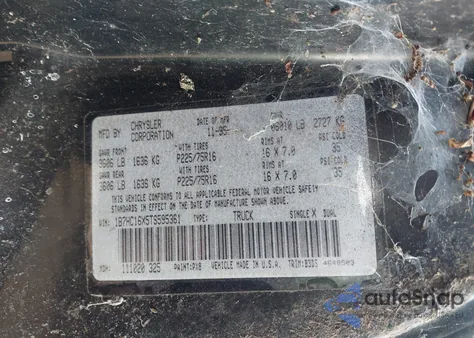 1996 Dodge Ram 1500 from USA, damaged, VIN 1B7HC16X5TS595361